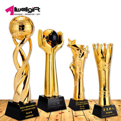 Angel Gold Plated Black Crystal Trophy Horse Shaped For Souvenir