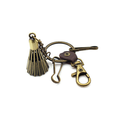Silk screen printing Zinc Alloy Keychain Carabiner Badminton Keyring
