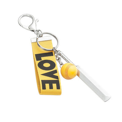 Car Ribbon Cricket Bat Keychain OEM ODM with Zinc alloy material